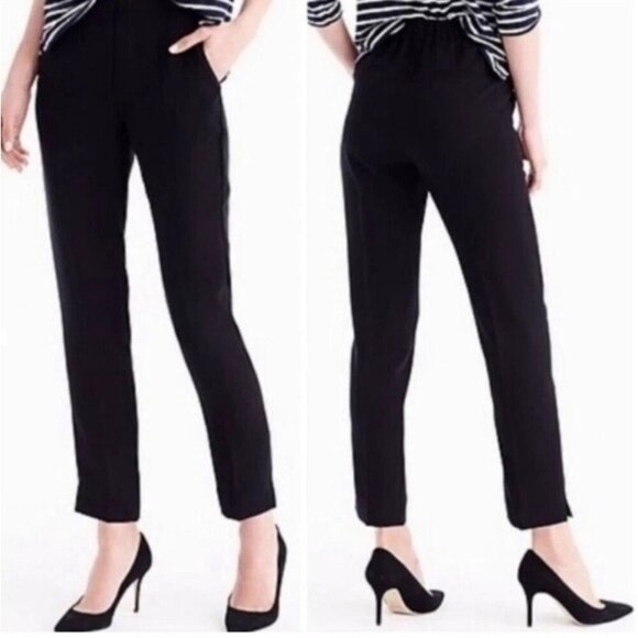 J. Crew Dress Pants Black 365 Easy Elastic Waist Matte Crepe Size 12 - Picture 1 of 12